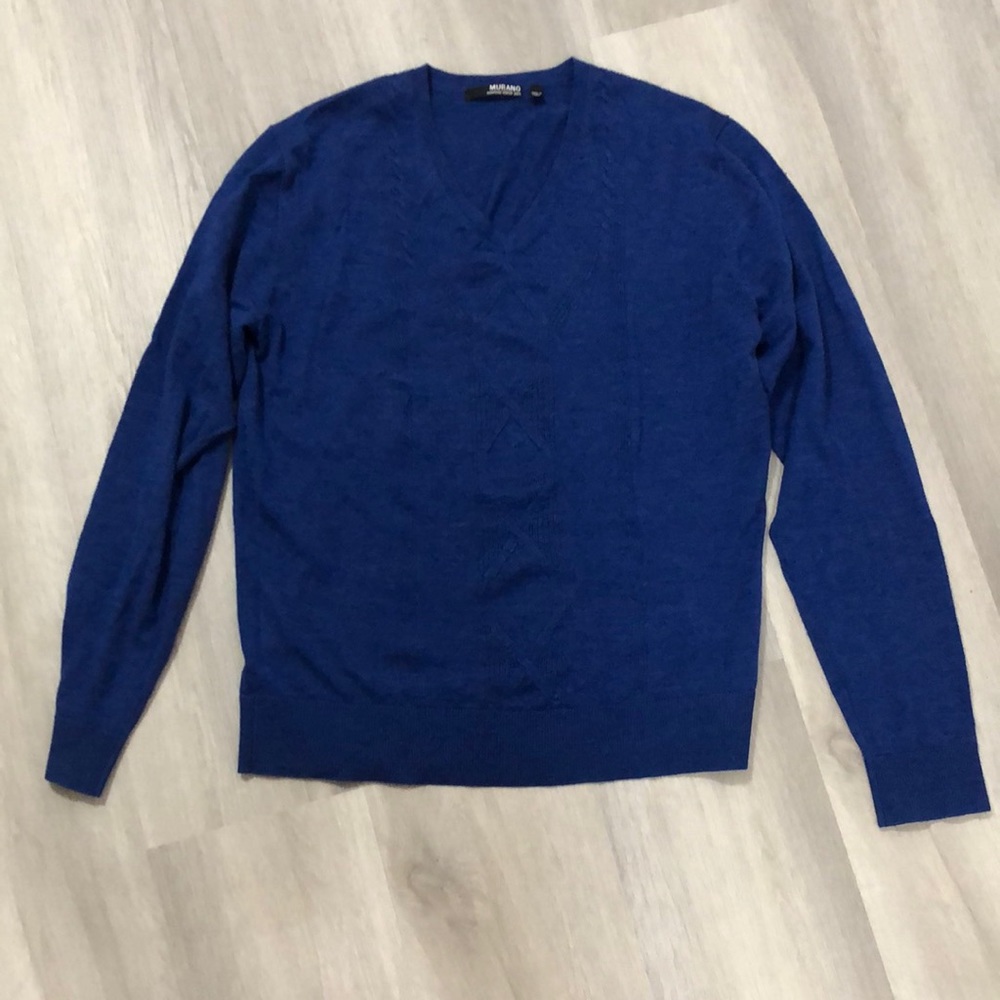Blue Wool and Silk Pullover Sweater